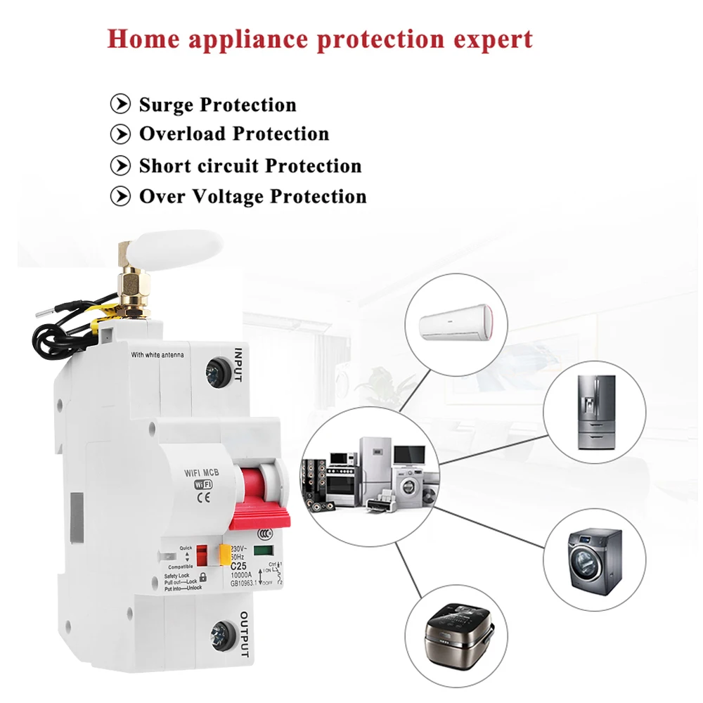 Умный автоматический выключатель eWeLink WiFi 1P для умного дома защита от короткого