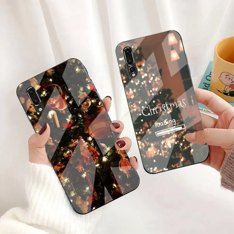 Christmas Tree Phone Case Tempered Glass For Huawei P9 10 Plus 20 Pro Mate9 10 20 20pro Honor7A 8X 9 10 Nova3i 5