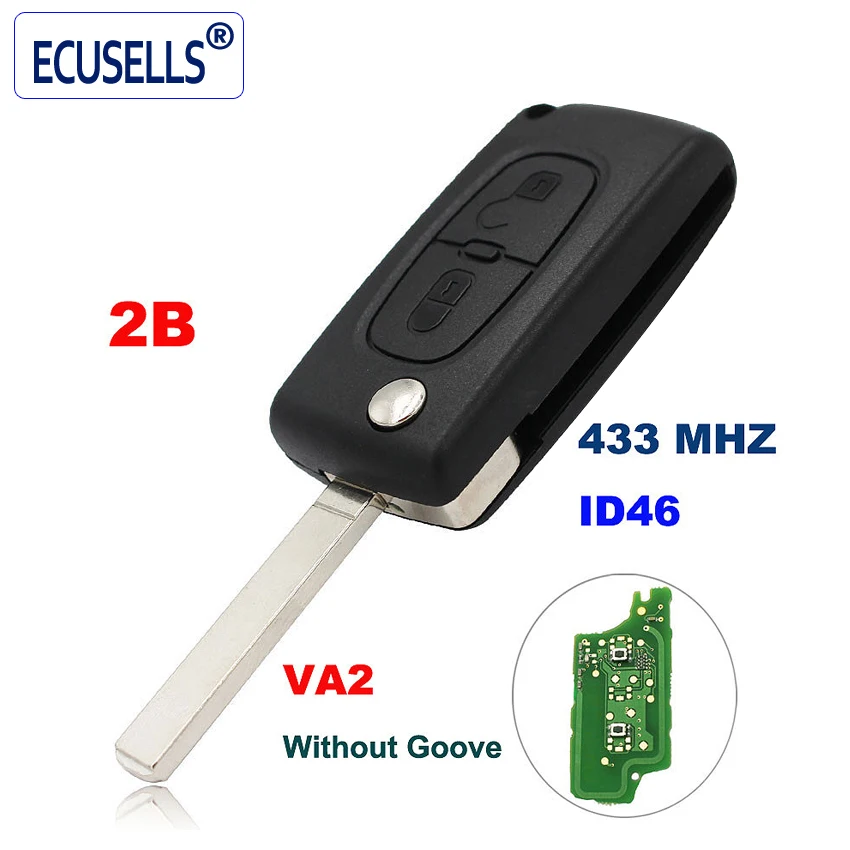 Keyless Entry Remote Key Fob 2 Button 433MHz ID46 for Citroen C3 A51 Model DS3 VA2 Blade 2010-2013 | Автомобили и мотоциклы