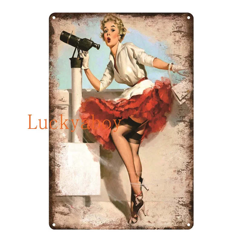 

Pinup Lady Girl Vintage Retro Metal Tin Sign Poster Plaque Garage Bar Wall Decor