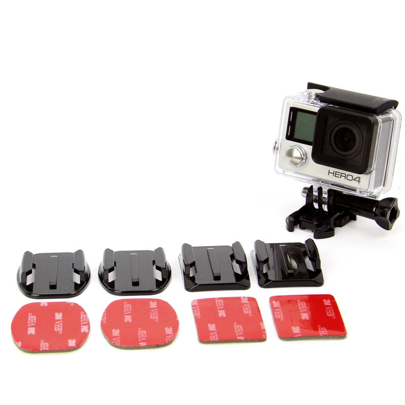 SnowHu для 2 шт. плоское клейкое крепление + изогнутых крепления клея GoPro Hero 9 8 7 6 5 4 3