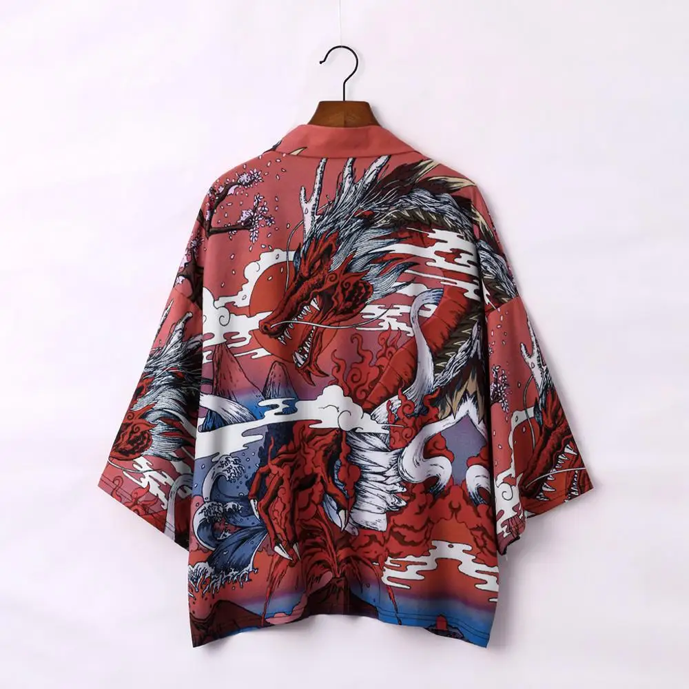 Кимоно Yukata Haori с японским драконом кардиган мужской костюм самурая азиатская
