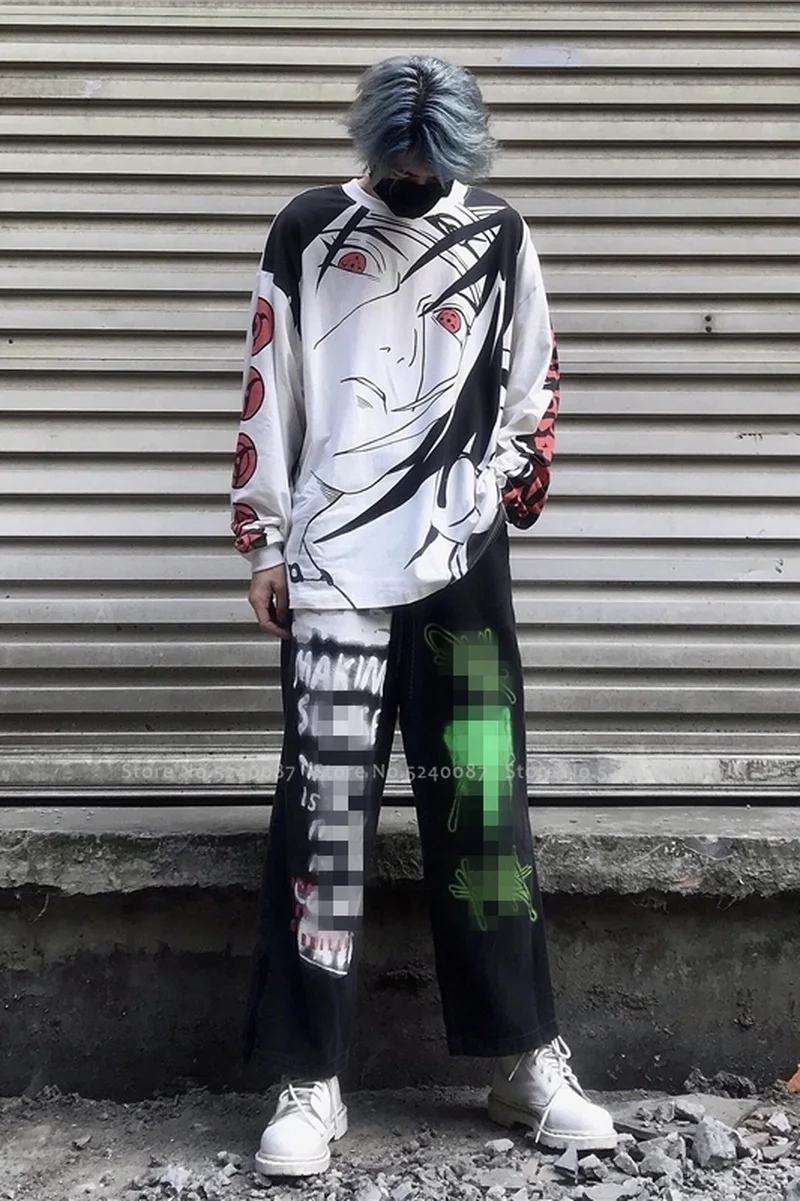 Костюм для косплея в японском стиле аниме футболка оверсайз женщин и мужчин пар