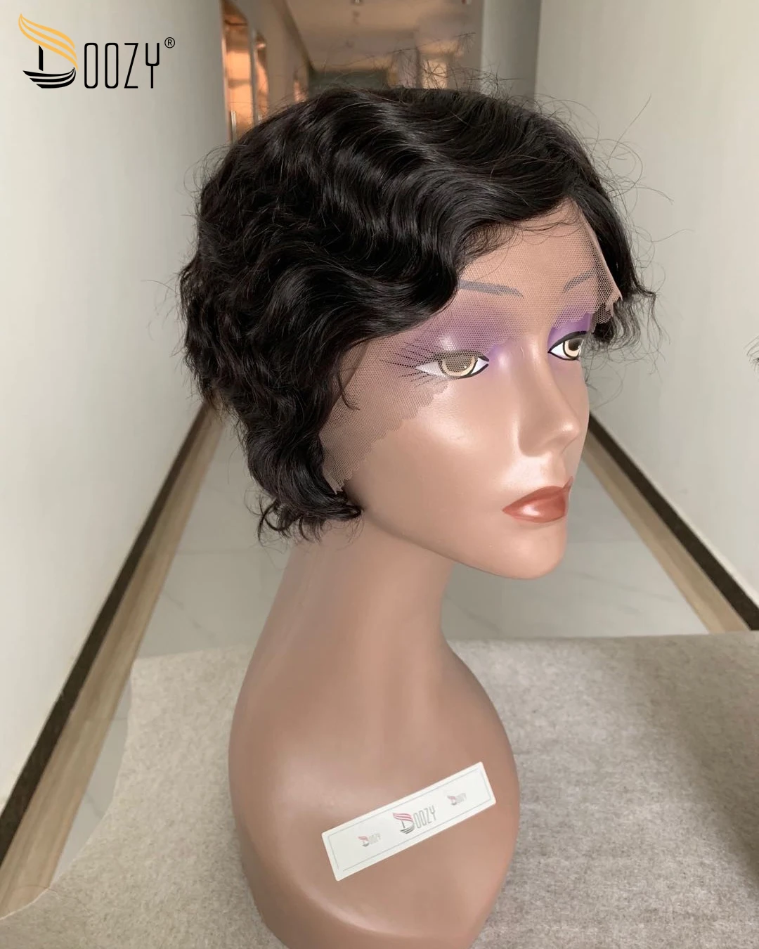 Doozy волосы перуанские волны океана парик шнурка девственные человеческие волосы|