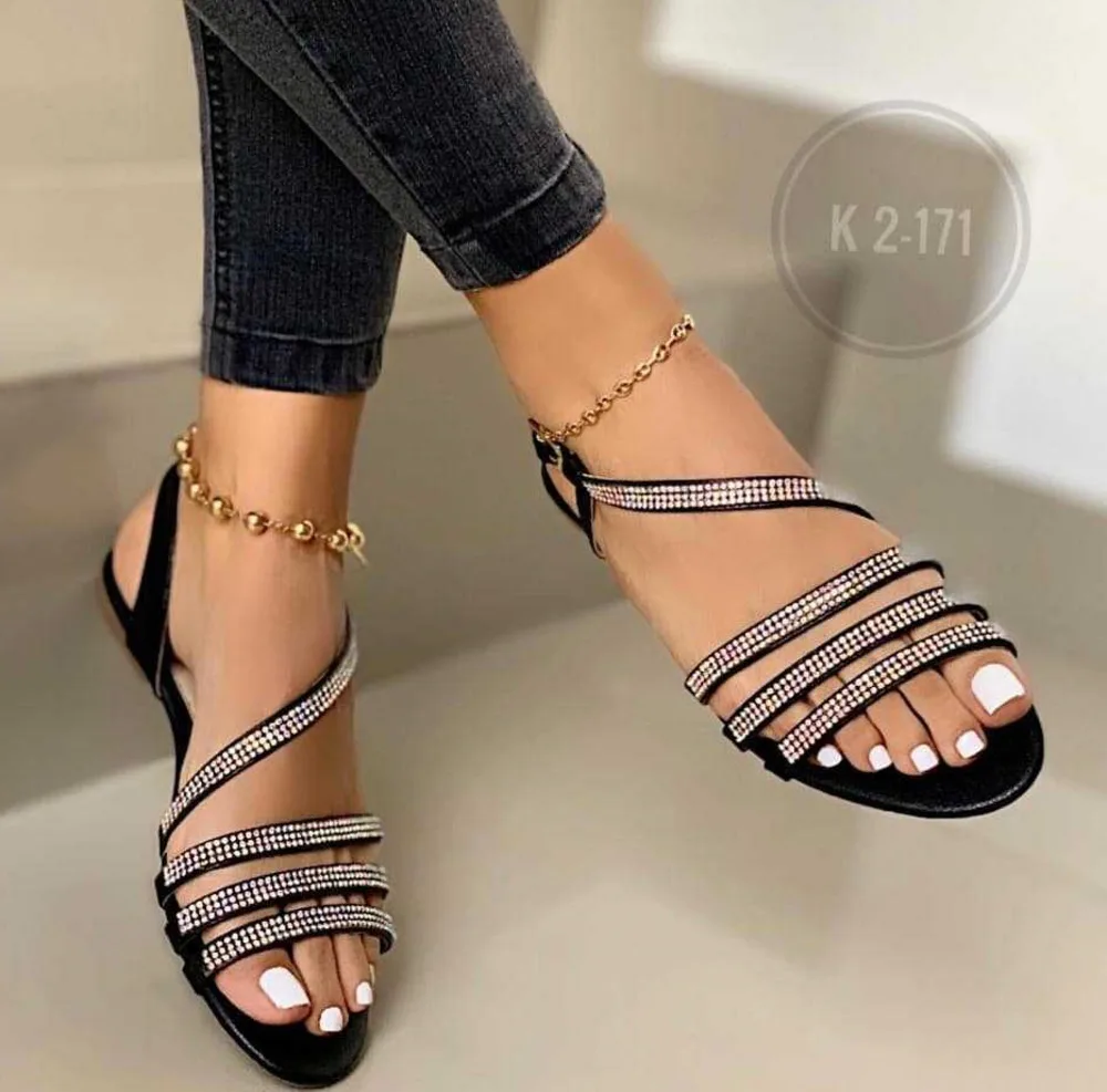 Женские сандалии модные стразы цепи Лидер продаж летняя женская пляжная