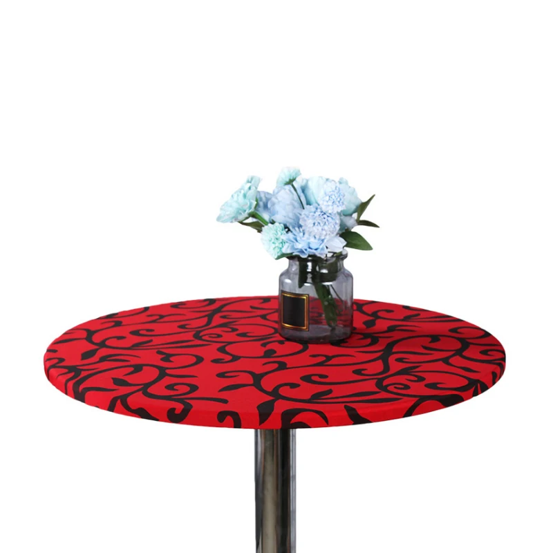 

Simple Elastic Printing Round Table Cover Fashion Style Home Wedding Party Decoration Elastic Tight Fit Fitted Table Clothes