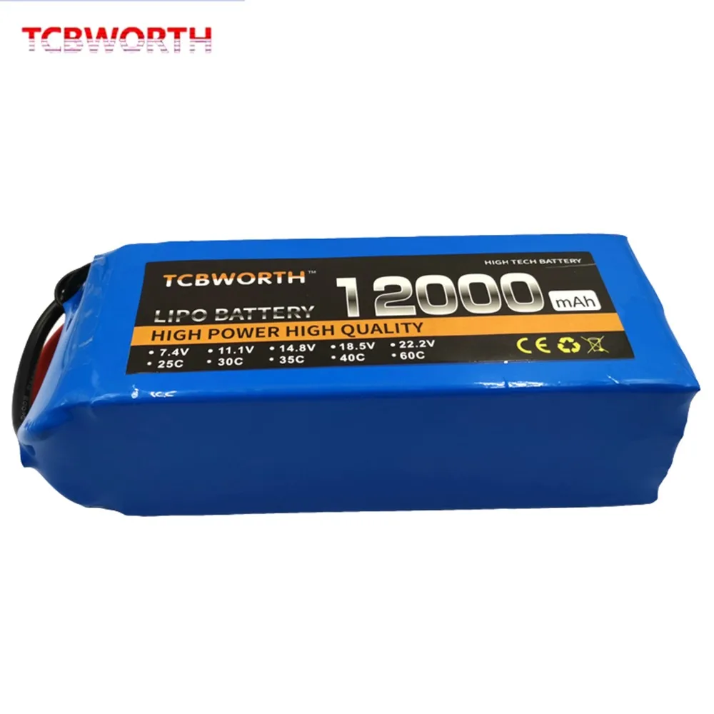 RC LiPo батарея 6S 22,2 V 12000mAh 25C для RC вертолета квадрокоптера автомобиля самолет, танк модели игрушек 6S RC батареи LiPo TCBWORTH