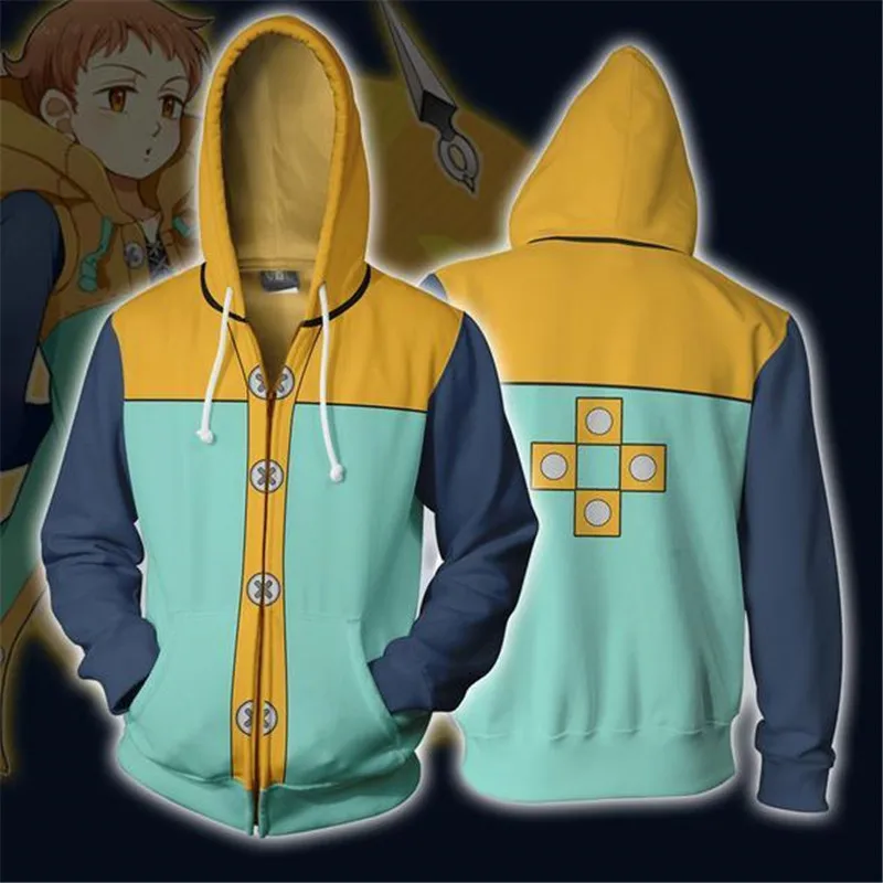 

Cosplay Hoodie The Seven Deadly Sins 3D Print Cardigan New Fashion Hooded Coat Zipper Anime Prop Sweater