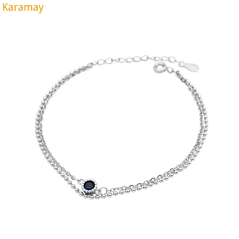 

Simple blue diamond double-layer Bracelet S925 pure silver bracelet