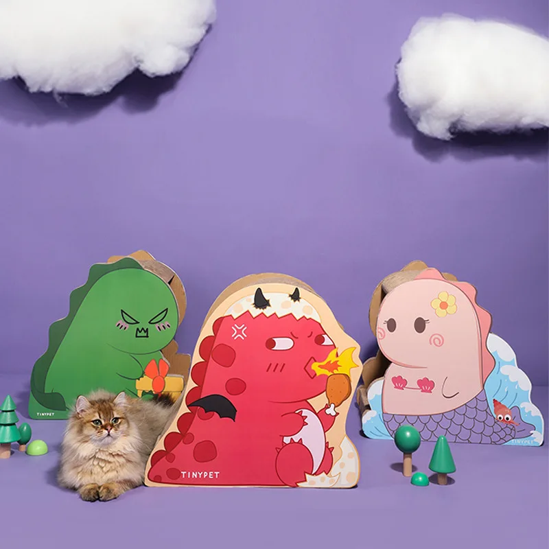 

Small dinosaur cat scratching board corrugated paper cat litter cat toy supplies cat climbing frame cartoon cat claw board