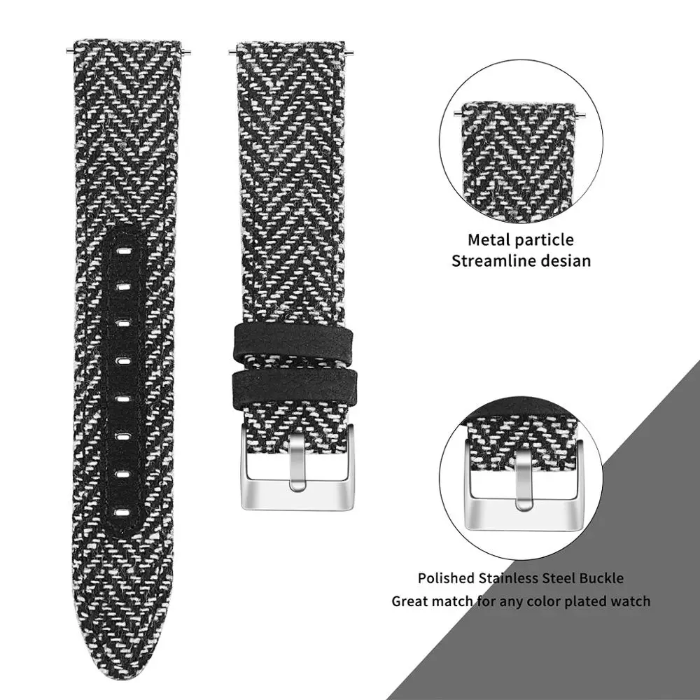 

Canvas Strap For Garmin HR Watch 2019 breathable Smartwatch strap adjustable Men Women Lightweight sport Replacement Wristband