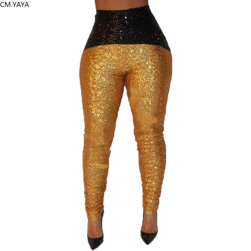New Autumn Winter Women Fashion Pants Sequined High Waist Trousers Casual Street Elastic Pencil Leggings GL8225 | Женская одежда