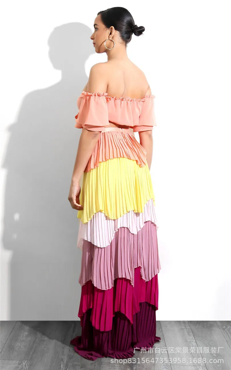 Женский укороченный топ с открытыми плечами и завязками плиссированные юбки