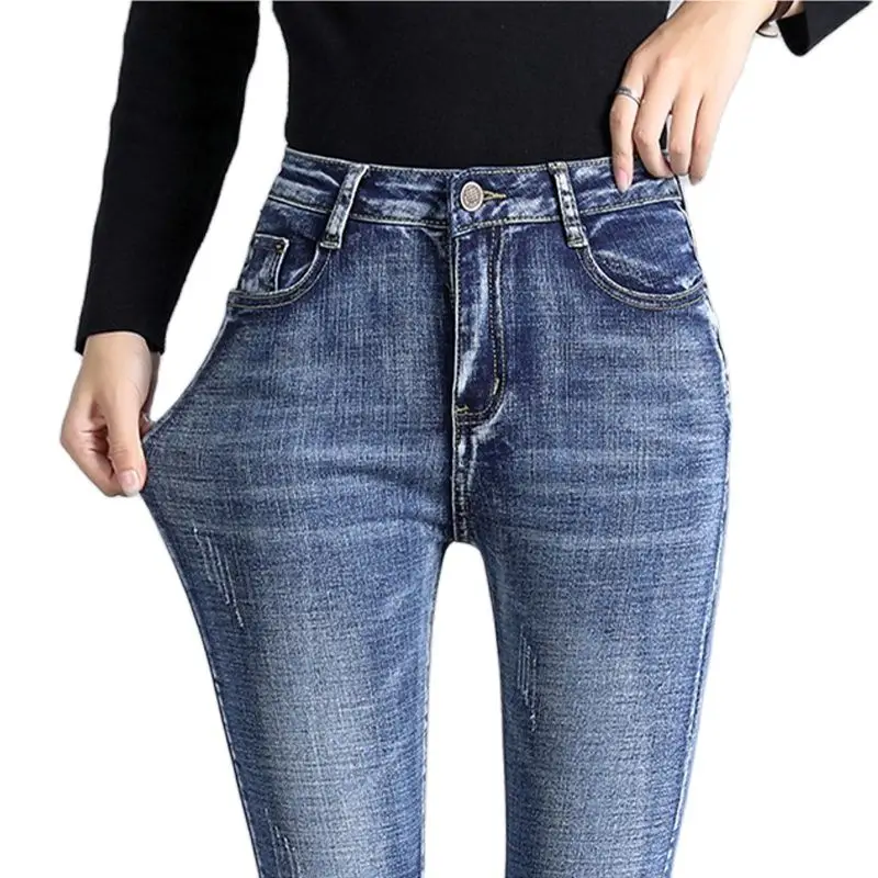 Fashion high-waist women's jeans 2020 new slim high-profile pencil pants stretch skinny casual trousers Karo888 | Женская одежда