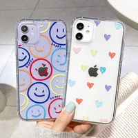 love heart case for iphone 12 pro 11 13 pro max iphone12 funda for iphone 7 8 plus xr xs max x 6 6s se 2020 smiley clear cover