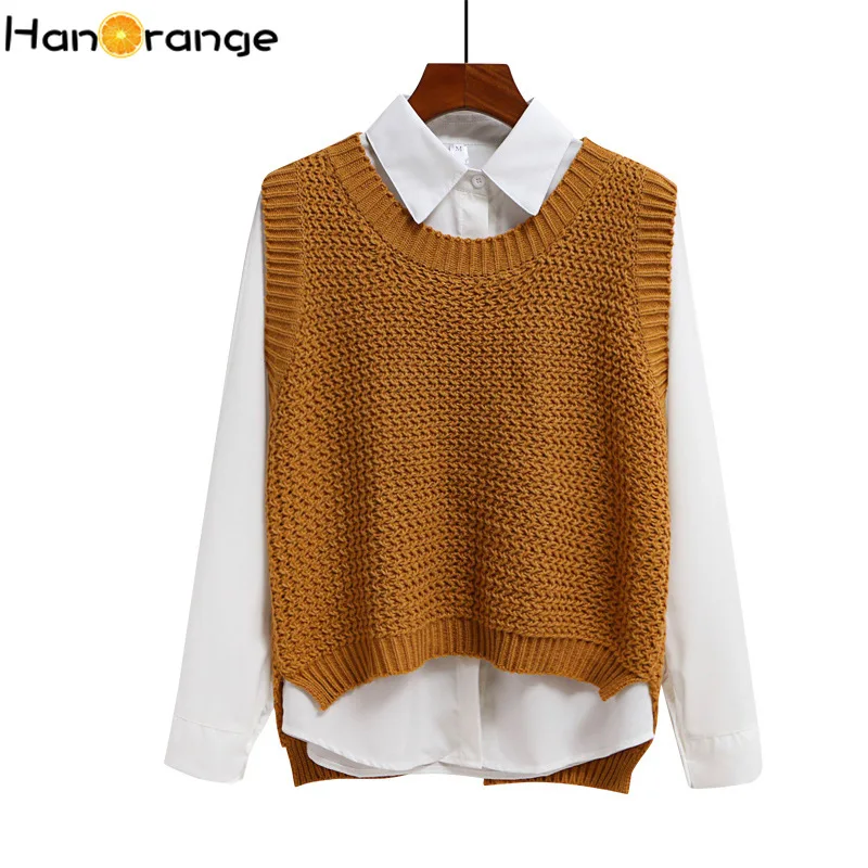 2020 Spring Women Knitted Vest Sleeveless Sweater Korean Version Back Split Pullover | Женская одежда