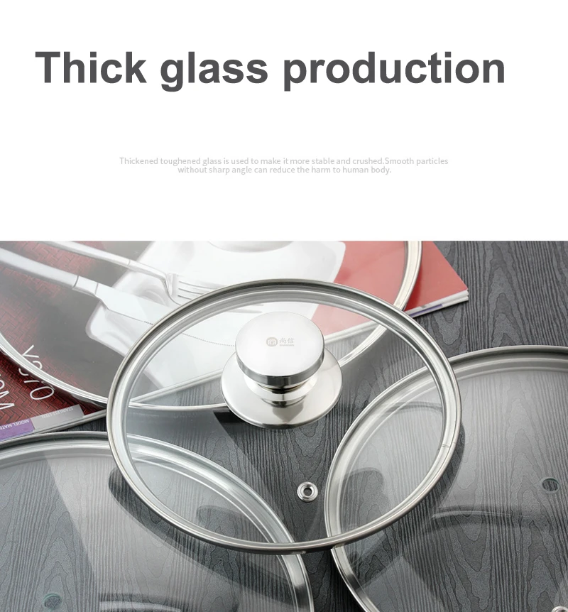 Кухонная утварь из нержавеющей стали усиленная стеклянная крышка закаленного