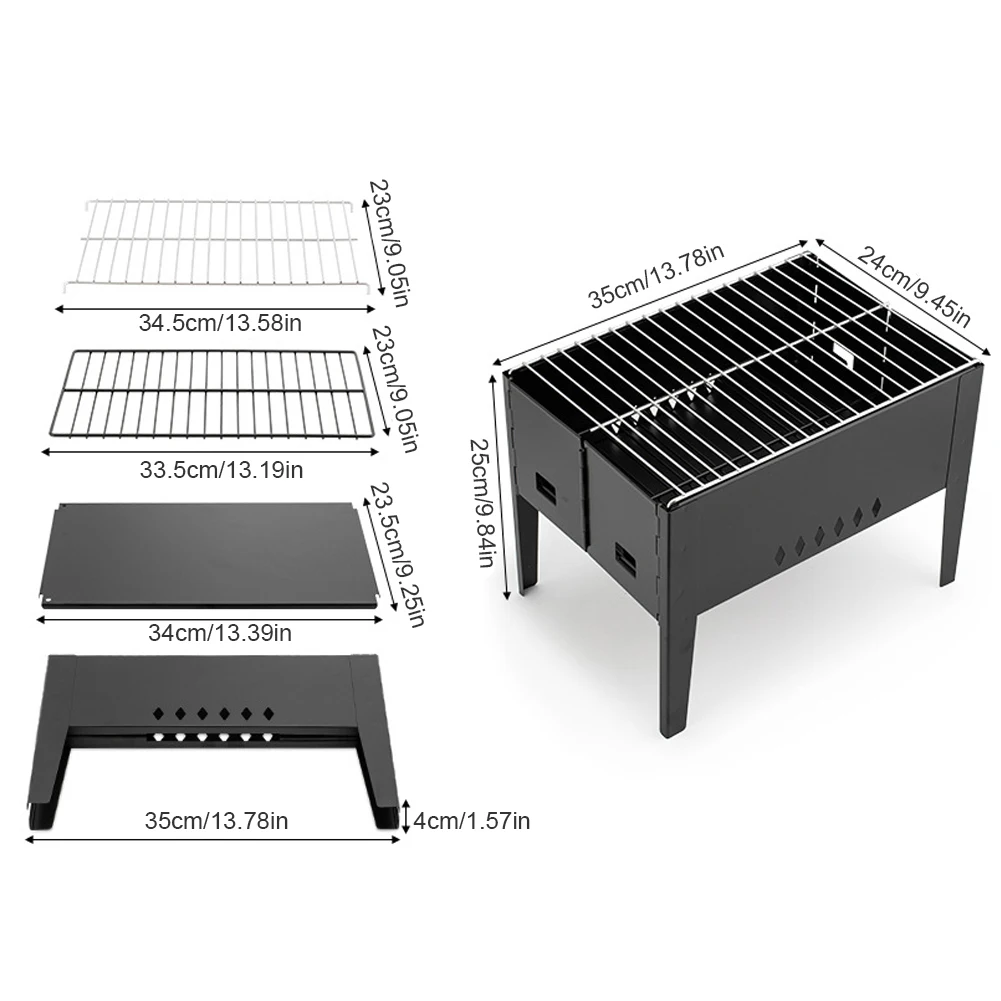 

Barbecue Grill Stainless Steel Removable Portable Folding Charcoal Camping Grills for Picnic Garden Parties Barbecue Accessories