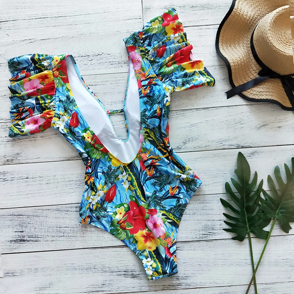 2020 сексуальный цельный купальник женский с цветочным принтом боди Летний