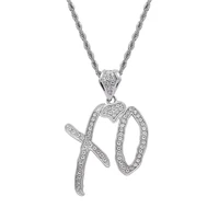 hot 2020 hip hop necklace cubic zircon lettered xo pendant with stainless steel long chain necklace for women men jewelry