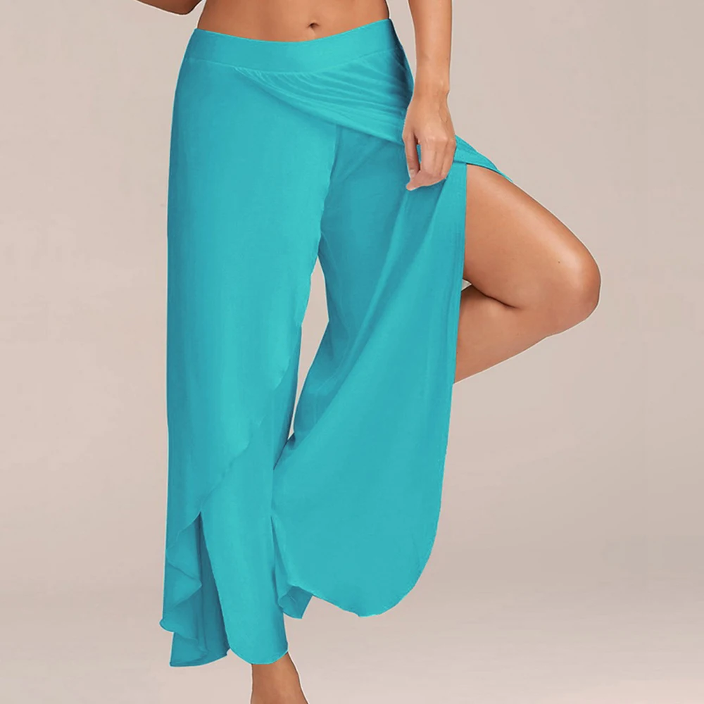 Женские модные летние свободные брюки с высоким разрезом повседневные