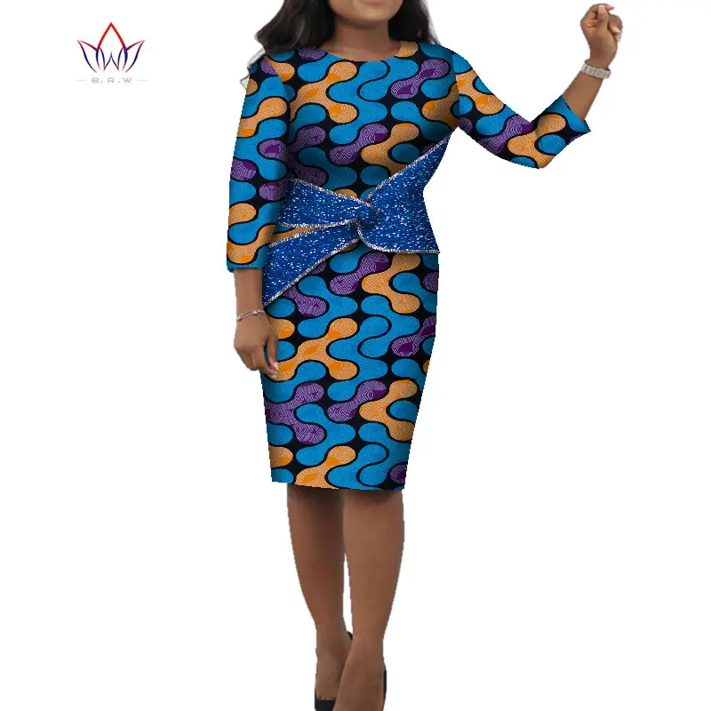 

Fashion African Dresses for Women Bazin Riche African Print Cotton Midi Dress Sleeveless Bodycon Elegant Party Clothes WY7199