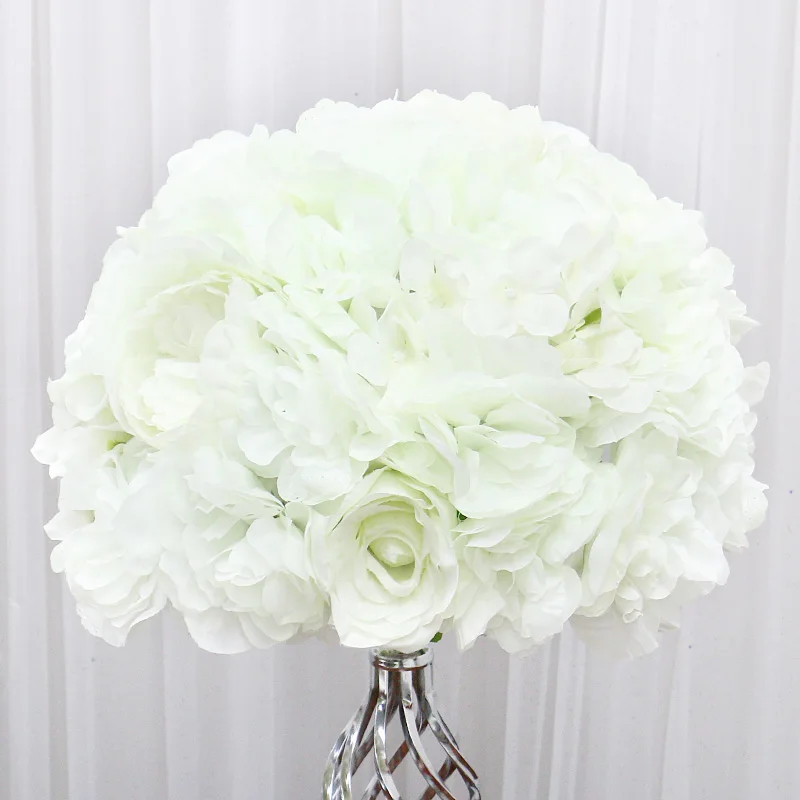 Дешевые Георгин роза искусственный цветочный шар для свадьбы центральный стол