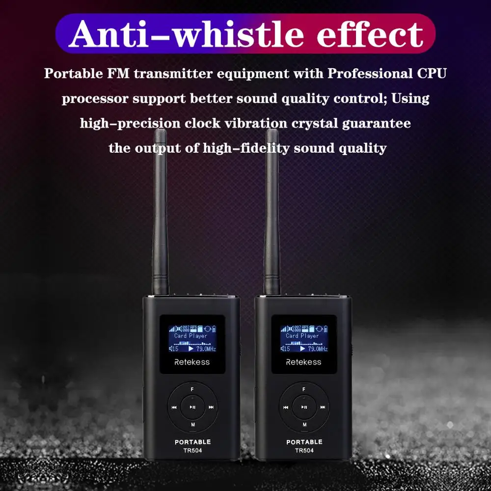 Беспроводной fm передатчик Retekess TR504 0 6 Вт MP3 портативный для церкви автомобиля