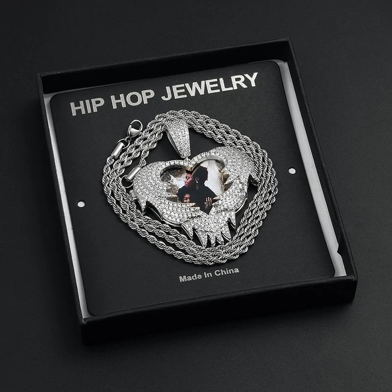 

Personalized Custome Photo Pendant Necklace New Design Heart Fashion Hip Hop Custom Jewelry For Men Customized Jewelry Drop Ship