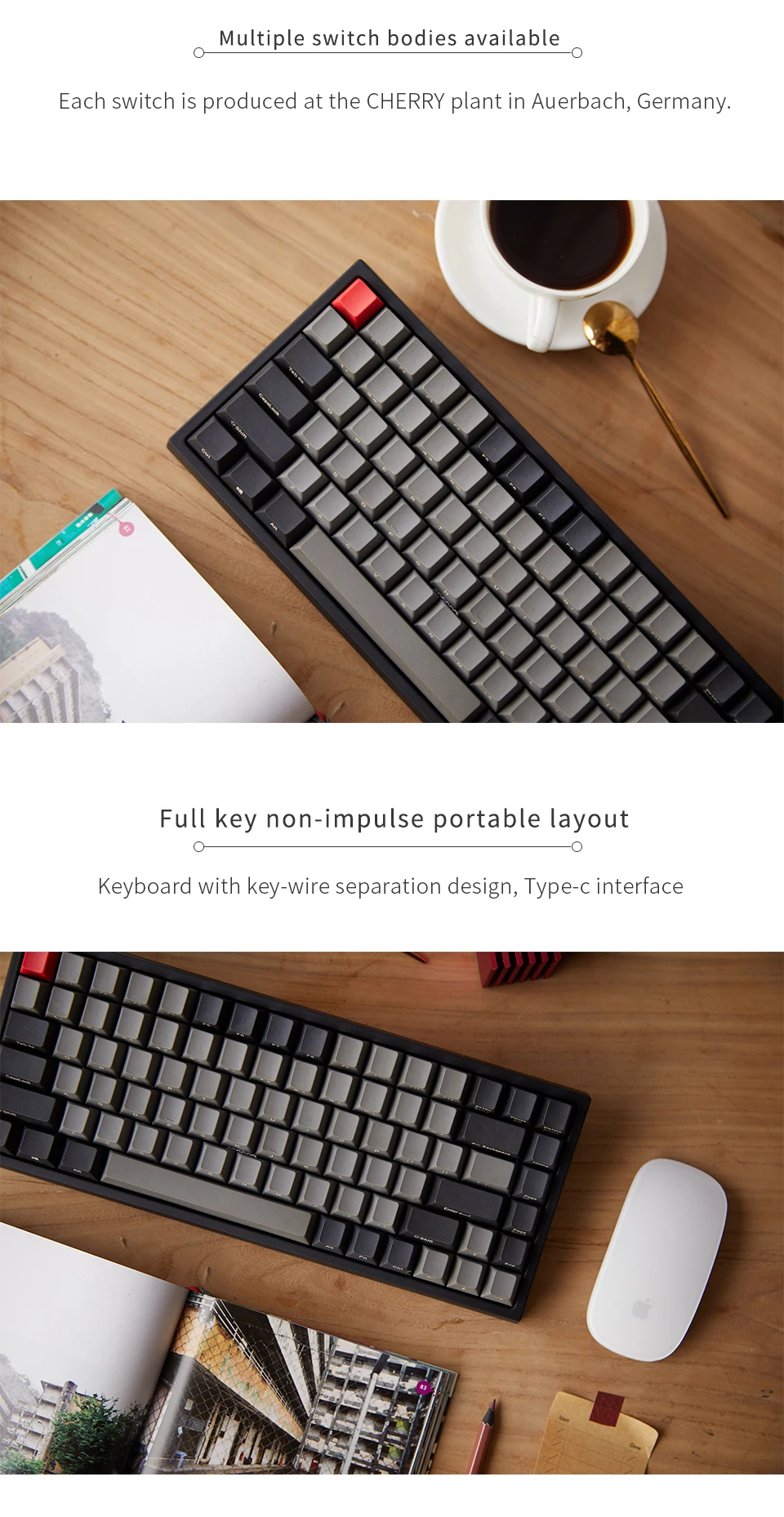 Keycool 84 ключей механическая клавиатура PBT клавиши вишня переключатель для ноутбука, проводной клавиатуры