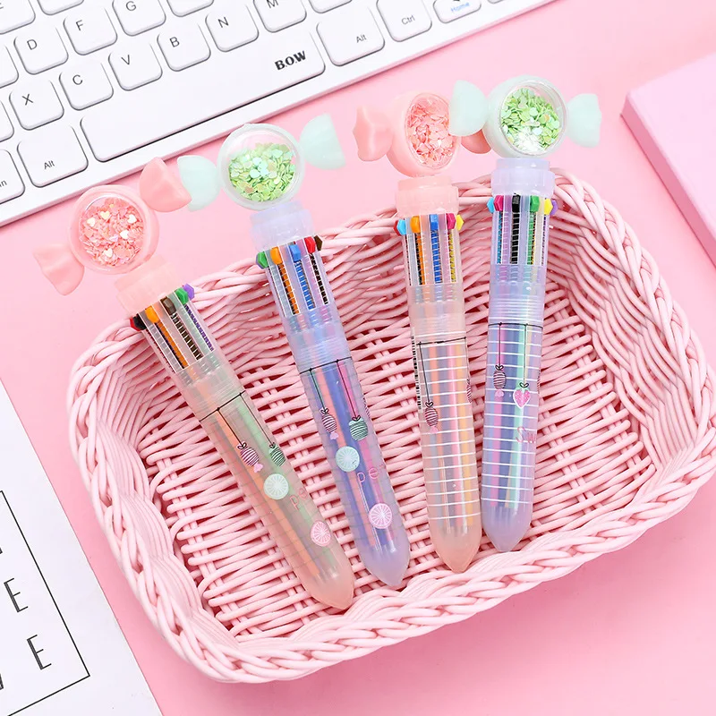 

10 цветов шариковая ручка кавайные конфеты Форма многоцветный для написания Канцтовары многофункциональная шариковая ручка школьные канце...
