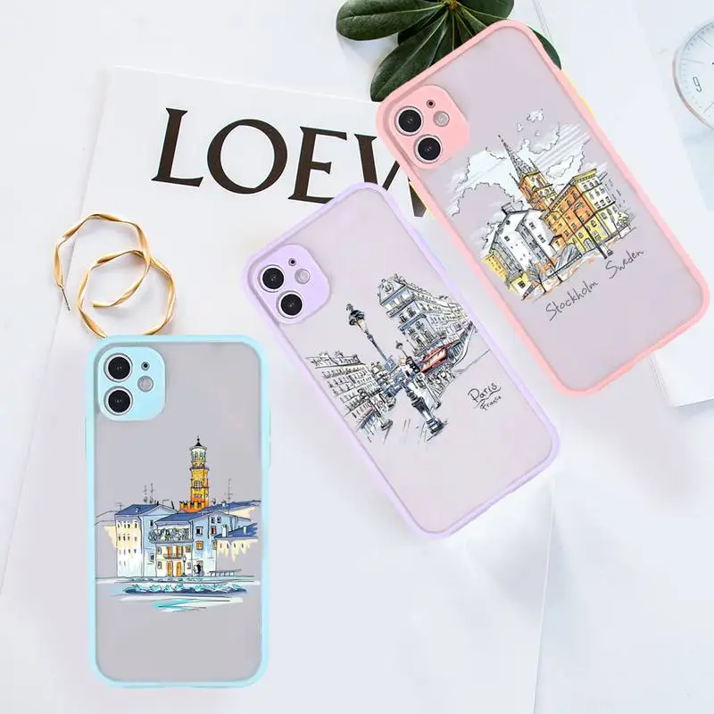 

Travelling world travel Street Phone Case matte transparent For iphone 7 8 11 12 plus mini x xs xr pro max cover