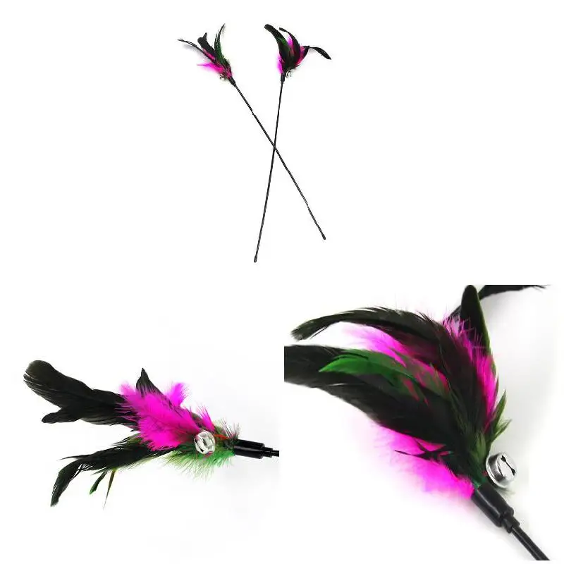High Quality 60CM Cat Toy Funny Stick With Small Bell Feathers Playing Rod Toys Pet Product Random Color VE | Дом и сад