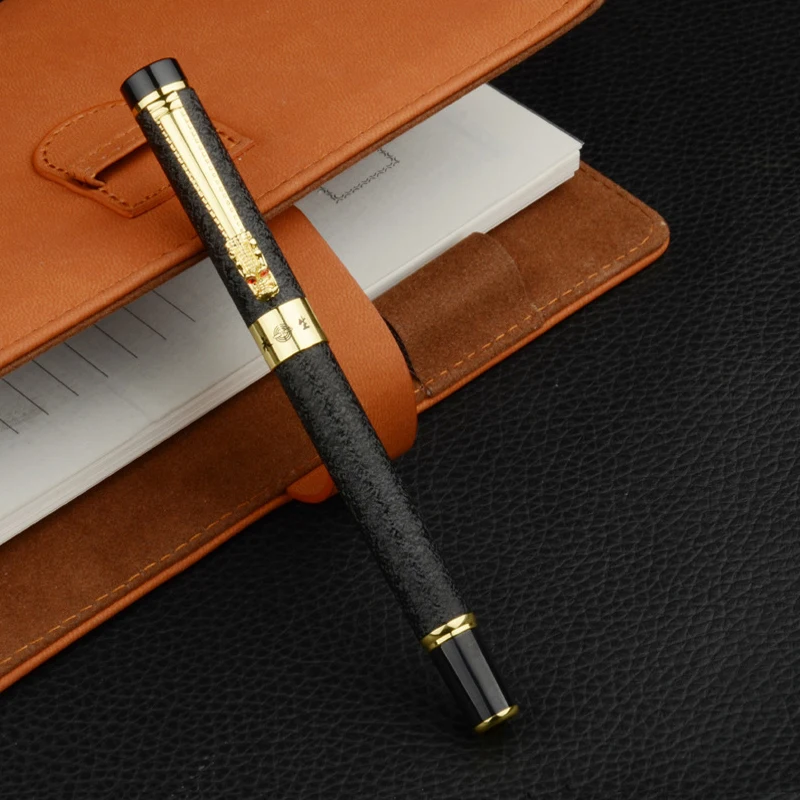 Ручка перьевая классическая с кристаллами дракона металлическая ручка для