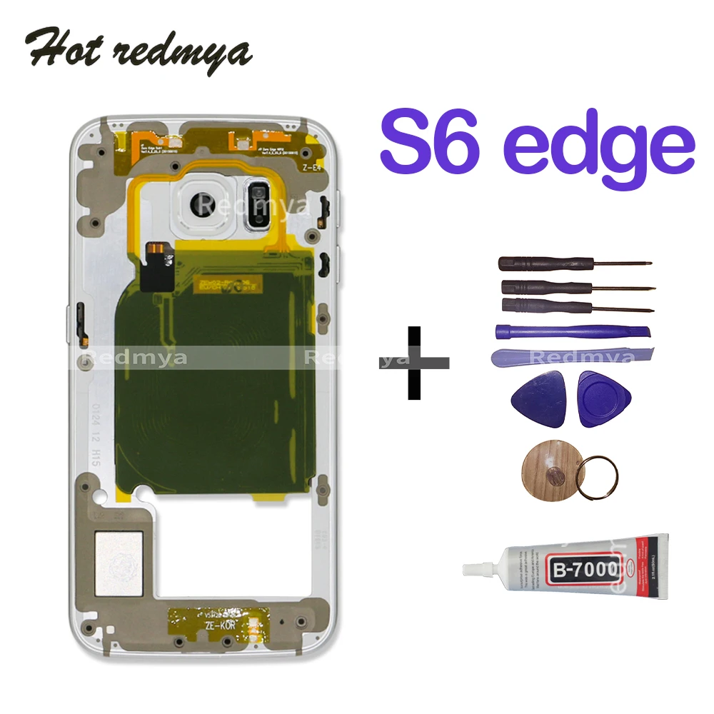 Средняя рамка Корпус Шасси для samsung Galaxy S6 Edge G925 G925F + задняя камера Стекло Объектив