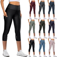 womens leggings fashion gym quick drying slim yoga workout push up tight elastic seven points knitted reflective pants summer