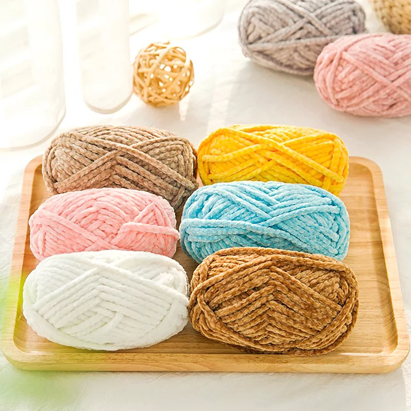 1 шт. = 100 г синель бархатная толстая пряжа мягкая для вязания крючком ручного