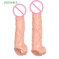 fxinba huge penis sleeve extender big cock sleeve dick enlargement reusable condom delay ejaculation adult sex toys for men gay