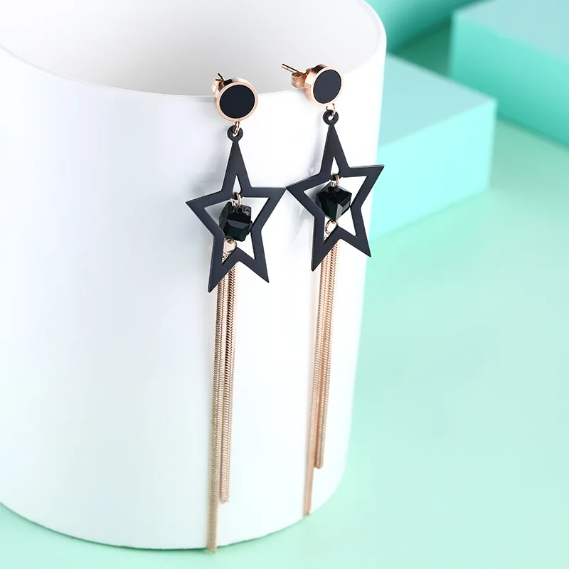 Круглые золотые серьги с кисточками в виде пентаграммы для женщин ювелирные