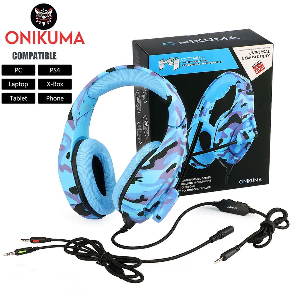 ONIKUMA K1 гарнитура наушники для PS4 Xbox One PC Игровые наушники с микрофоном для ноутбуков планшетов наушники
