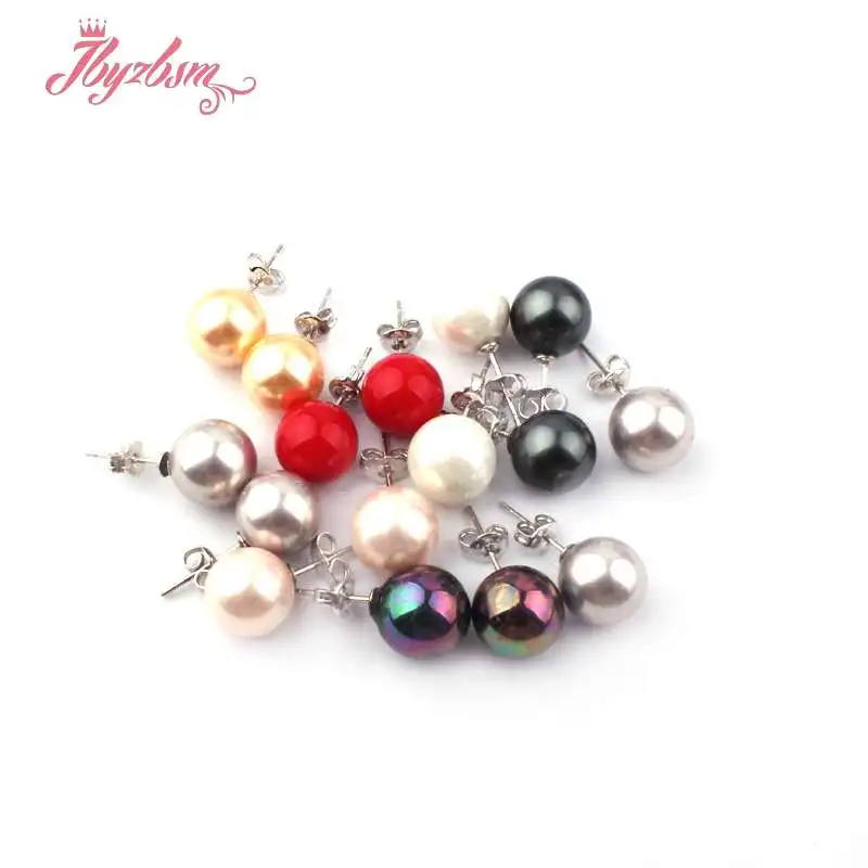 Женские серьги-гвоздики с жемчугом 10 мм | Украшения и аксессуары