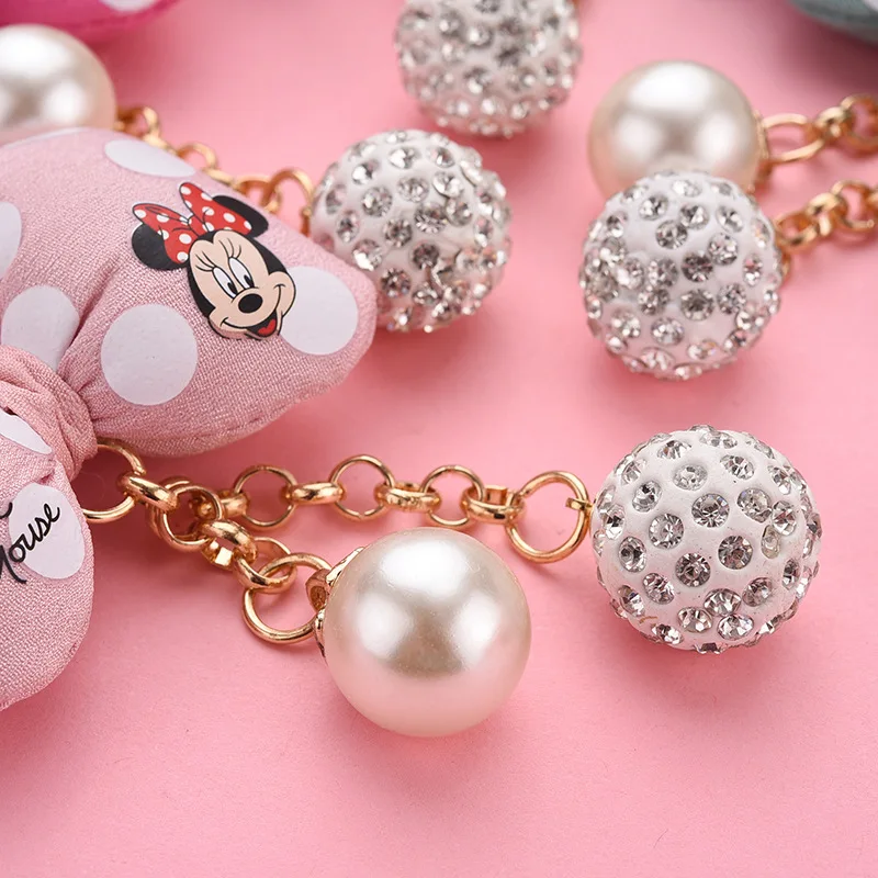 Disney Микки и Минни Маус брелки для ключей с бантом цепочка Porte Clef сумкой женщин кольцо держатель аксессуары
