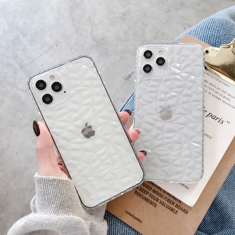 Для iPhone 12 11 Pro Max Mini XR XS X 8 7 6 6S Plus SE 2020 кристально Блестящий резиновый мягкий