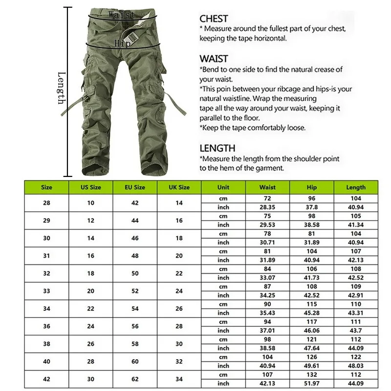 

Men Cargo Trousers Running Sport Trousers Large Size Casual Pants with Multi Pockets Mens Military Cargo Pants Plus Size29-40