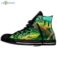 walking canvas boots shoes breathable style digital fish men plimsolls fishing wearable comfort sport shoes classic sneakers