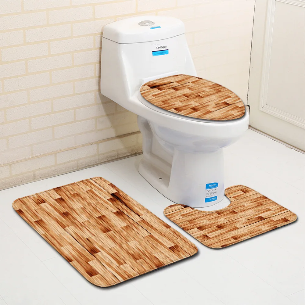 

Wood Printed Mat for Bath Microfiber Shower Mat Modern Home Decor Toilet Bathroom Carpet Set Mat For Bathroom Floor 45*75CM