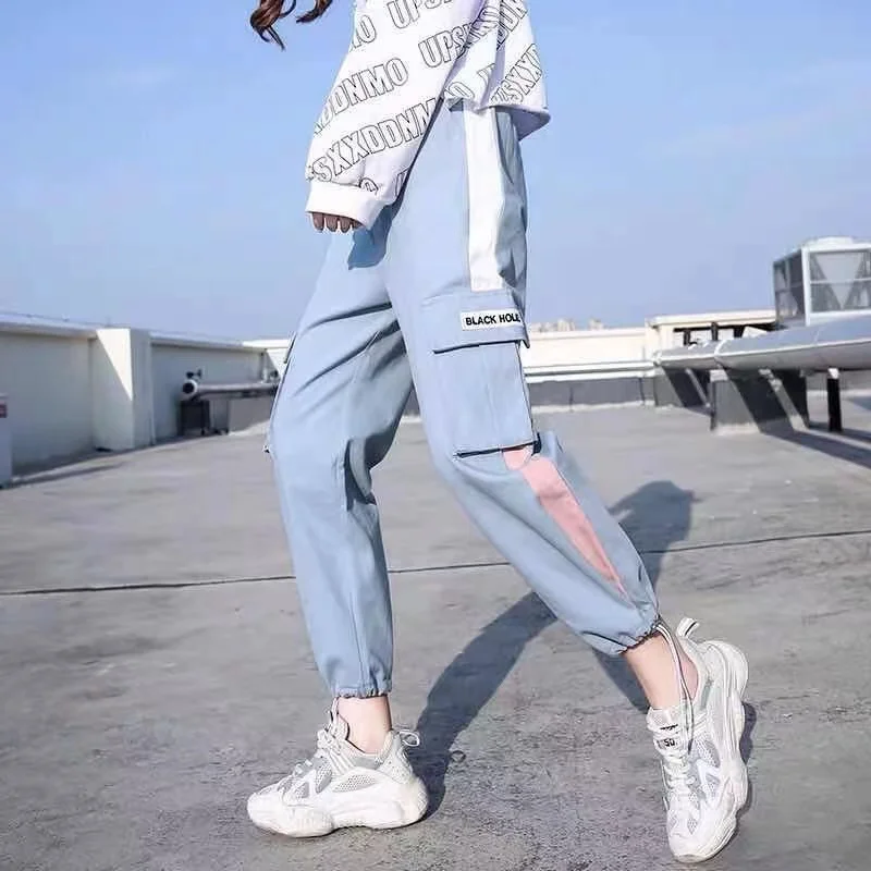 

FV LAI hip Hop Streetwear Sweatpants Women Cargo Pants High Waist Pockets Casual Trousers Female Loose Korean Femme