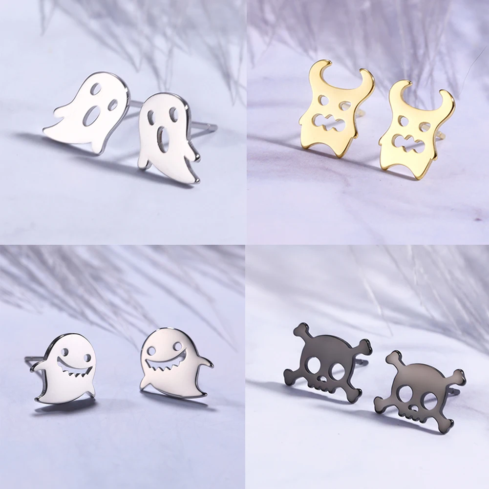 Fishhook Хэллоуин ужас призрак череп 4 пары нержавеющая сталь Золотая