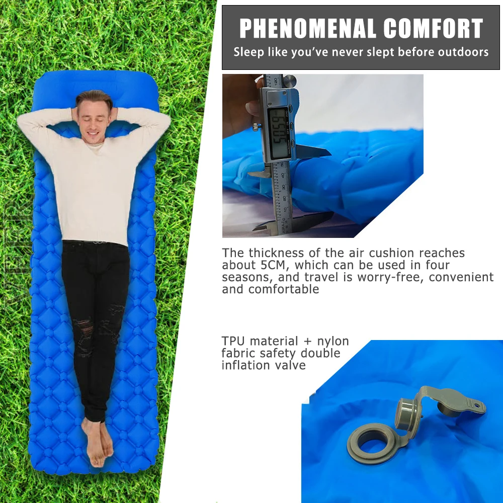 Кемпинг коврик для сна Открытый 3 цвета надувная Сверхлегкая мебель кровать