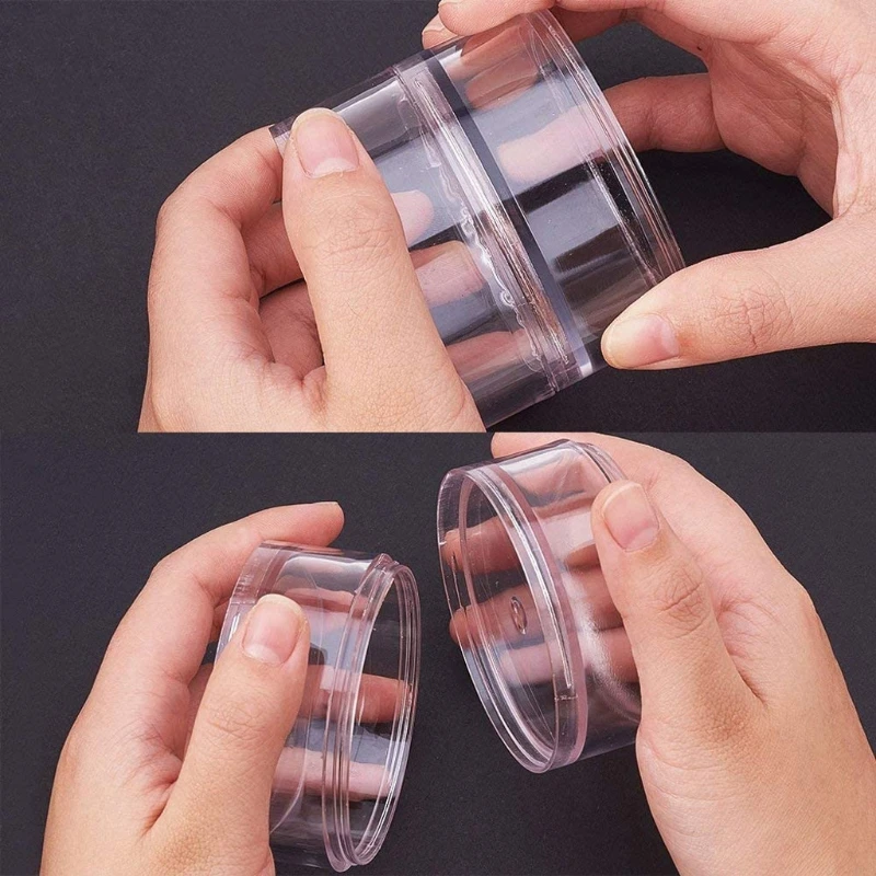 

1 Set 5 Layer Cylinder Stackable Bead Containers Plastic Round Clear Storage Jar Box for Beads Buttons Crafts Small Item